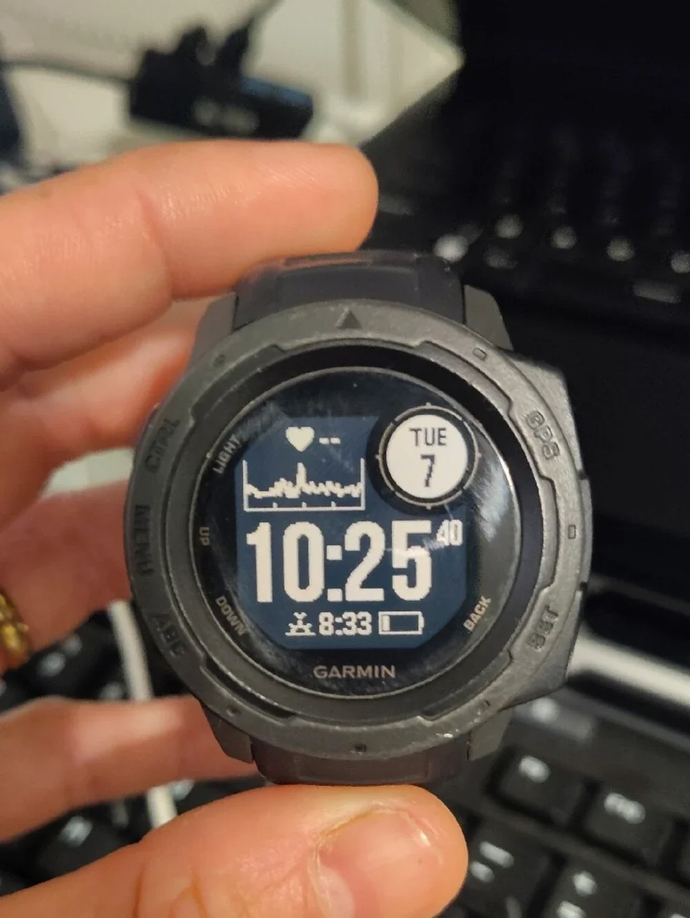 garmin Black Rugged GPS Smartwatch with Clear Round Display